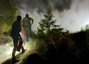 Intervención de la Policía Local en el incendio del Soto.