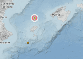 Los dos terremotos marcados en las costas de Ibiza y Formentera. Fuente Instituto Geográfico Nacional