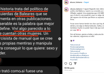 Uno de los posts de Instagram de la cuenta Abusos-Baleares que habla de un político mallorquín.