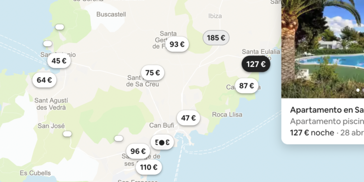 Web de Airbnb Ibiza hoy.