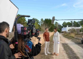 Un momento del rodaje con Marc Clotet y Ana Vide. Foto de Virginia M. Chico.