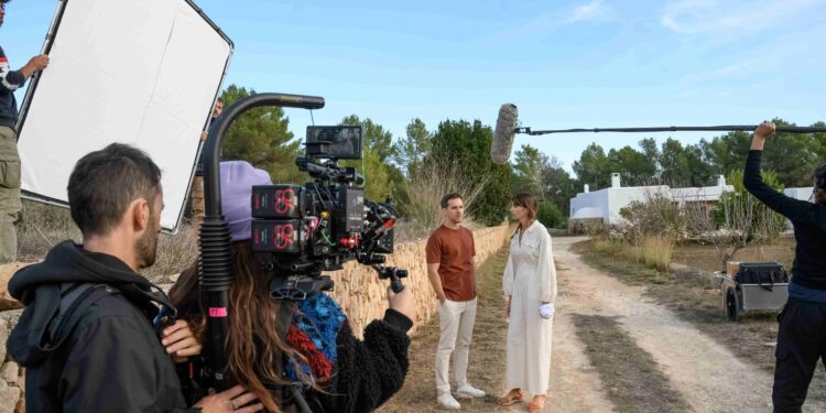 Un momento del rodaje con Marc Clotet y Ana Vide. Foto de Virginia M. Chico.