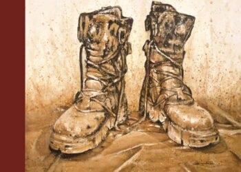 Botas y barro en la portada del libro, como símbolo de la DANA de Valencia.