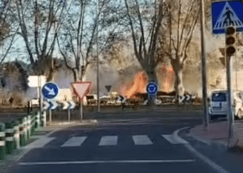 Una imagen del incendio cerca la rotonda junto al Lidl de Sant Antoni. Imagen cedida a Noudiari