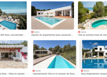 Anuncios de Ibiza en la plataforma Airbnb.