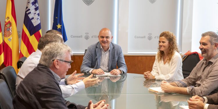 Un momento de la reunión de la Federación Hotelera y el Consell en la sede insular de la institución.