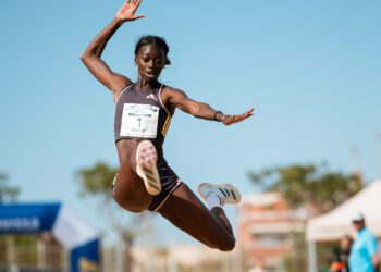 Imagen de la dos veces bronce mundialista en pista, Fcubierta, Fátima Diame.