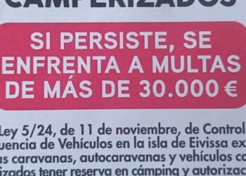 Denuncian que es falso que haya multas por encima de 30.000 euros, con lo que consideran estos carteles amenazantes. Foto Noudiari