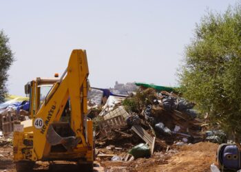 Una excavadora trabaja sobre el terreno