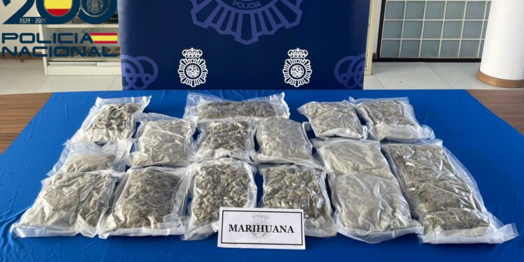 Imagen de las bolsas de marihuana halladas en el vehículo