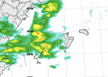 Previsión de zonas tormentosas esta semana. Imagen Aemet