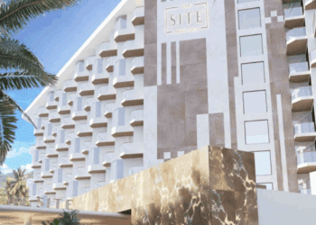 Así será la fachada de The Site, el nuevo hotel de Palladium, que surgirá de una profunda reforma del actual Hard Rock Ibiza. Imagen Palladium Hotel Group
