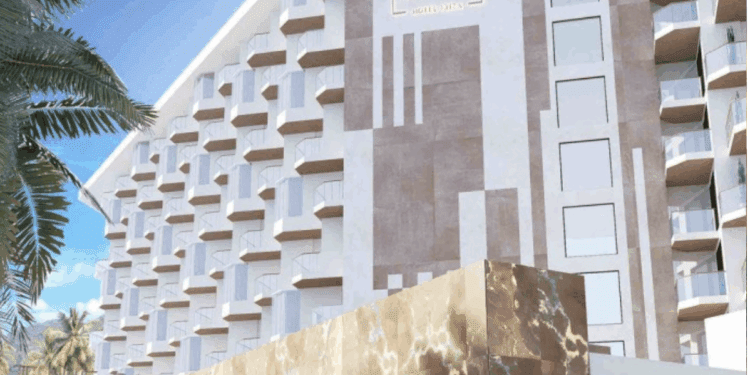 Así será la fachada de The Site, el nuevo hotel de Palladium, que surgirá de una profunda reforma del actual Hard Rock Ibiza. Imagen Palladium Hotel Group