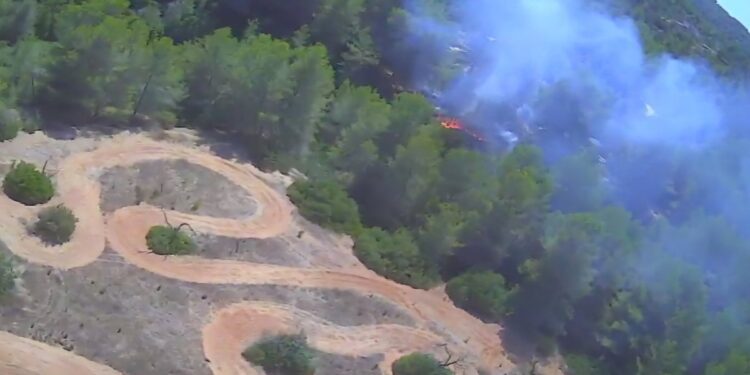 Zona del incendio en una imagen de Ibanat.