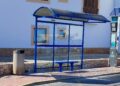 La marquesina ahora, que según denuncia le vecino es una vieja de Palma de Mallorca que ha sido repintada.