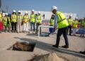 El alcalde de Ibiza, Rafael Triguero, pone la 'primera piedra' en las obras de es Gorg, en agosto de 2025.