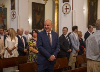 Vicent Marí, en la Catedral de Ibiza durante los actos del Vuit d'Agost