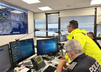 El alcalde de Ibiza, en el puesto de mano operativo de la Policía local de Ibiza ha seguido la evolución de las lluvias.