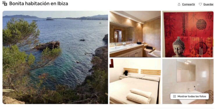 El PSOE ha denunciado que todavía se encuentran anuncios de alquileres de habitaciones, como este, en Airbnb. / PSIB-PSOE