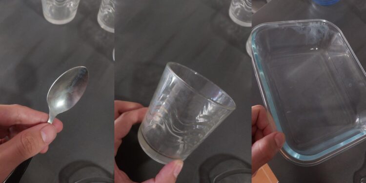 Vasos, bandejas y cubiertos salen del lavavajillas de esta vecina cubiertos de una capa blanca de cal y salina. Foto Noudiari cedida