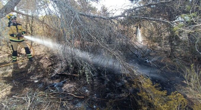 Bomberos actúan para terminar de extinguir el fuego. / CAIB