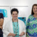 Joan Albert Ribas, Josefina Torres y Lina Sansano en la presentación de la muestra que abre puertas mañana.