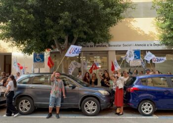 Manifestación de hoy frente a la sede de la conselleria.