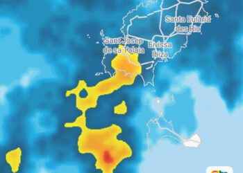 Las lluvias, ahora en Ibiza vistas por radar. Imagen Radar Viewer