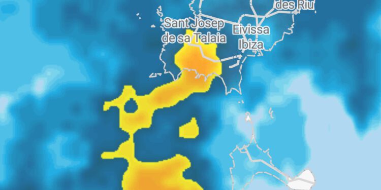 Las lluvias, ahora en Ibiza vistas por radar. Imagen Radar Viewer