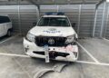 Estado del vehículo de la Policía Local de Sant Antoni tras la persecución del fugitivo