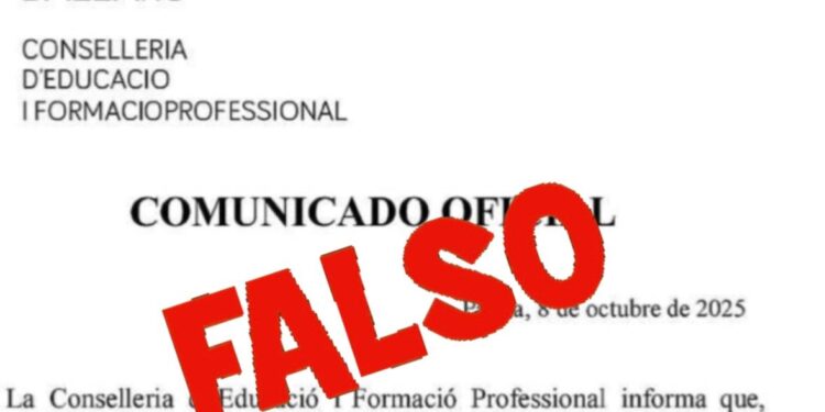 El comunicado que ha circulado en redes imitando uno oficial del Govern balear.