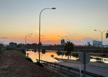 Imagen del estado en el que quedó la carretera del aeropuerto, en el municipio ibicenco de Sant Josep