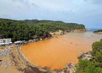 Imagen del Port de Sant Miquel teñido de marrón