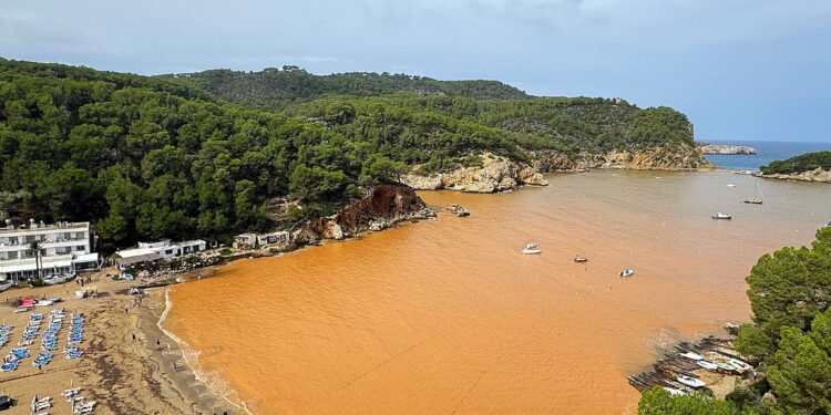 Imagen del Port de Sant Miquel teñido de marrón