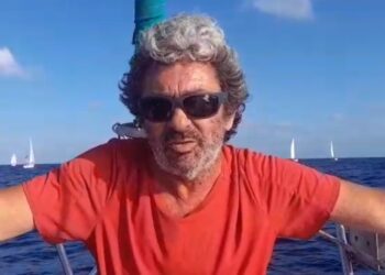 Txarli de la Rubia, hace unos días, a bordo de la Flotilla. / Radio Illa