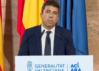 Carlos Mazón, durante su comparecencia de hoy en la que ha anunciado su dimisón. Imagen IB3