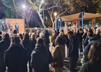 Concentración en el parque de la Paz durante la lectura del manifiesto. / D.V.
