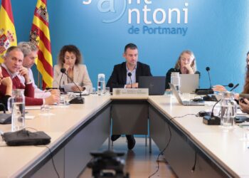 En la imagen, un instante de la sesión plenaria de hoy en Sant Antoni