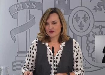 La ministra Pilar Alegría durante la rueda de prensa. / La  Moncloa