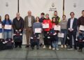 Foto de grupo de la recepción a deportistas en el Consell.
