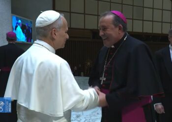 El Papa León XVI recibe al obispo de Ibiza, Vicent Ribas en el Vaticano.