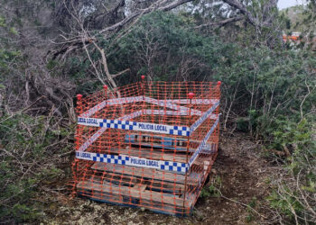 El pozo sellado y precintado ayer por los Bomberos de Formentera.