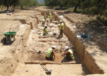 Excavación realizada en el yacimiento de Can Malalt por Red Eléctrica tras los hallazgos. Fotografías de Red Eléctrica