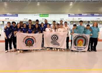 Imagen de los arqueros pitiusos que acudieron a los campeonatos estatales