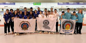 Imagen de los arqueros pitiusos que acudieron a los campeonatos estatales