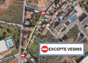 Zona del corte de tráfico por obras.