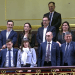 Consellers de los distintos grupos políticos con representación en el Consell de Formentera en el Congreso, justo en el momento tras aprobarse la modificación del artículo 69 de la Constitución.