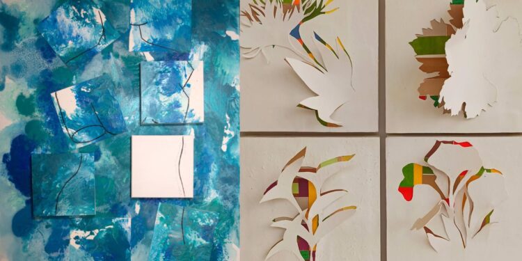 Obras de Josefina Torres Riera, la izquierda de la imagen, y de Lina Andiñach, a la derecha.