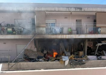 Imagen cedida a Noudiari de la vivienda en la que se ha producido la explosión, que ha quedado totalmente destrozada. Foto: Noudiari