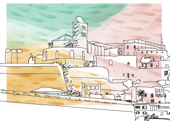 Ilustración de la cartelería de la Ruta d'Art d'Eivissa.